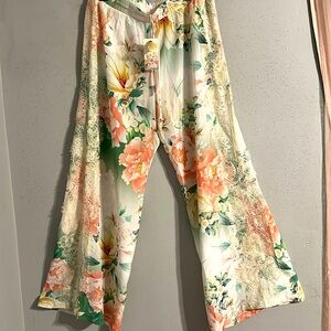 Johnny Was wide legged pants with (Lace from waist down to hemline) NWT